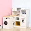 32.00"Qaba Kids Wooden Kitchen Playset with Sound Effects and Tons of Countertop Space, Wooden Corner Play Kitchen Set,White - 2 of 4