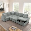 GDFStudio Ilya 6-Seater Modern U-Shaped Corduroy Upholstered Striped Sofa with Pull-Out Bed and Storage Chaise - 2 of 4
