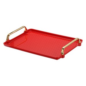 Unique Bargains Modern Rectangular Decorative Elegant Serving Tray with Handle - 1 of 4