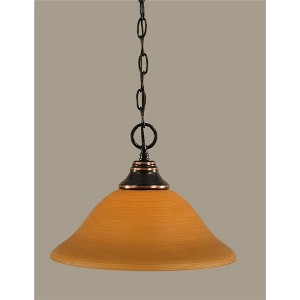 Toltec Lighting Any 1 - Light Pendant in  Black Copper with 12" Cayenne Linen Shade - 1 of 1