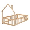 Platform Bed - Modern House Frame with Fence for Kids Bedroom 44.8" Wide - 3irtyhousy - 3 of 4