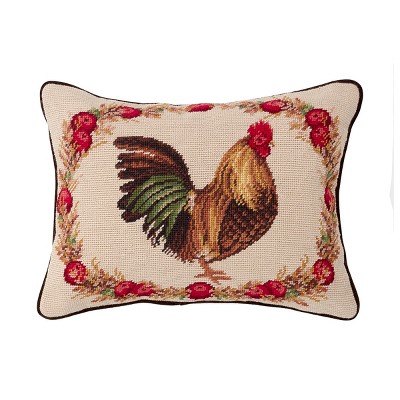 C&F Home Harvest Rooster Needlepoint Thanksgiving Throw Pillow