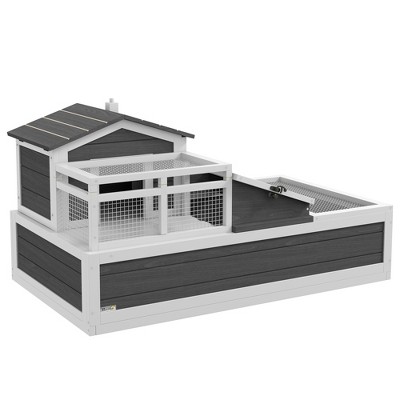 Storm Gray Wooden 3-Room Tortoise Habitat with Balcony