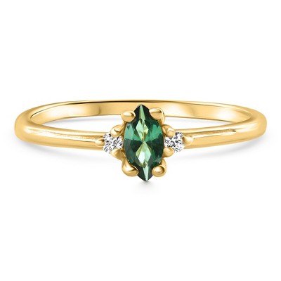 Pompeii3 1/3Ct TW Marquise Emerald & Diamond Ring 10k Gold Lab Created