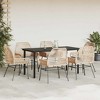 vidaXL Patio Dining Set with Cushions Garden Table and Chairs Poly Rattan Glass - Brown 63" x 31.5" x 29.1" 6 Pieces - 3 of 4