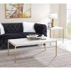 Vynxaria Minimalistic Coffee Table (Occasional Tables Set) 53mm Wooden Top, Metal Tube KD Legs, 16" Floor Clearance, White & Gold Finish - 2 of 4