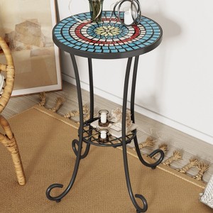 Mlmh & Kngwa 14"W Vintage Printed Coffee Table with Shelf - 1 of 4