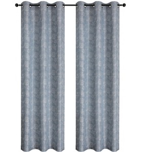 Kate Aurora 2 Piece Versailles Floral Grommet Top Window Curtain Panels - 1 of 4