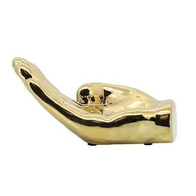 Sagebrook Home Ceramic Hand Sculpture - Contemporary Abstract Creative Asking Hand Statue Unique Table Decor