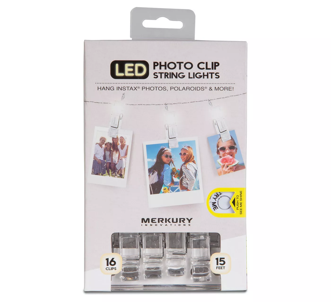 Decorative string lights with polaroid pictures 