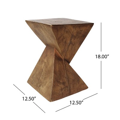 Twisted Hourglass Modern Accent Table in Wood Finish