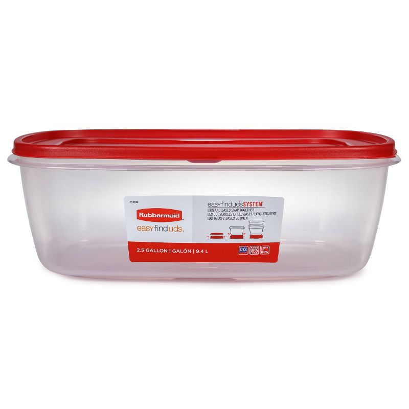 Rubbermaid Easy Find Lids 320oz (2.5 gal) Plastic Rectangle Food Storage Container Clear, 2 of 5