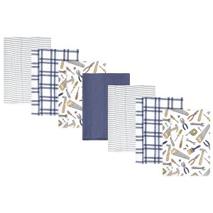Hudson Baby Infant Boy Cotton Flannel Burp Cloths, Construction Work 7-Pack, One Size - 1 of 4