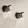 Stiffel Lana 9" High Black and Warm Brass Wall Sconce Set of 2 - 2 of 4