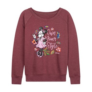 Women's - Disney - Own Your Style Lightweight French Terry Wide Neck Long Sleeve Shirt - 1 of 4