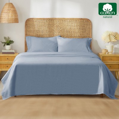 California King Gray Organic Cotton Percale Deep Pocket Sheet Set