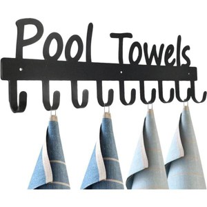 Black Pool Towel Rack Outdoor Towel Rack for Pool Towel Hooks Towel Hanger for Bathrobes Clothes 9 Hooks - 1 of 2