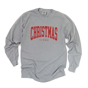 Simply Sage Market Women's Christmas Vibes Varsity Long Sleeve Garment Dyed Tee - 1 of 4