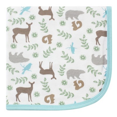 Touched by Nature Baby Organic Cotton Swaddle, Receiving and Multi-purpose Blanket, Forest, One Size