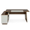 Resenkos Computer Desk, Office Desk, Study Desk,L-Shaped Executive Desk, 70.5" Computer Desk with Cabinet,Brown & White - 3 of 4