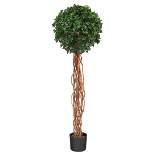 4.5' Indoor/Outdoor English Ivy Single Ball Artificial Topiary Tree with Natural Trunk - Nearly Natural