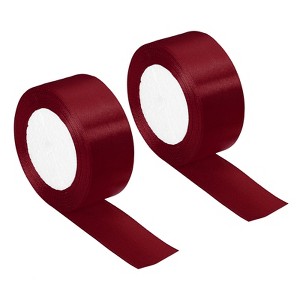 Unique Bargains Single Side Solid DIY Wrapping Decoration Roll Satin Ribbons 2 Pcs - 1 of 4