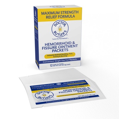 Read reviews and buy Doctor Butlers Doctor Butlers Maximum Strength Packets: Hemorrhoid and Fissure Ointment, 12 Count at Target. Choose from Same Day Delivery, Drive Up or Order Pickup. Free standard shipping with $35 orders. Expect More. Pay Less.