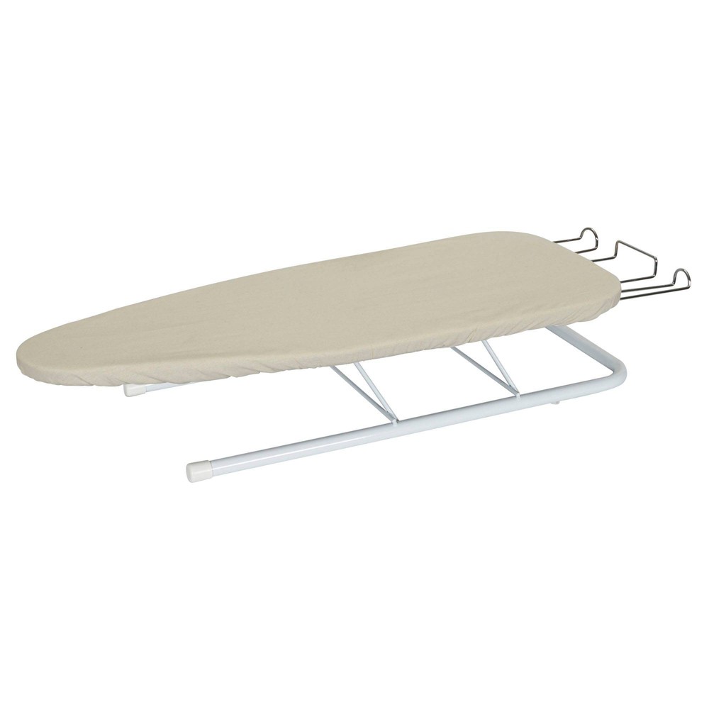 Household Essentials Table Top Ironing Board with Iron Rest Natural Cover: Portable Countertop Steel, 30" x 12"