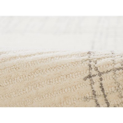 Ivory and Gray Hand-Tufted Wool Runner Rug with Cotton Backing