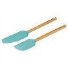 KitchenAid 2pc Bamboo Spatula Set Aqua Blue: Silicone Flexible Spatulas for Cooking & Baking, Wood Handle, Hand Wash - 2 of 3