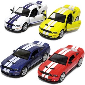 KiNSMART 2007 Ford Shelby GT500 with Racing Stripes 1:38 Scale 5 Inch Die Cast Metal Model Toy Muscle Car (4Set) - 1 of 1
