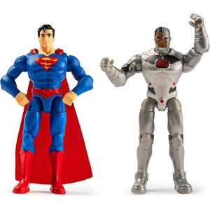 DC Comics 4" Superman and Cyborg Action Figure 2-Pack with 6 Mystery Accessories and Collector Card, Poseable Superhero Figures for Kids - 1 of 4