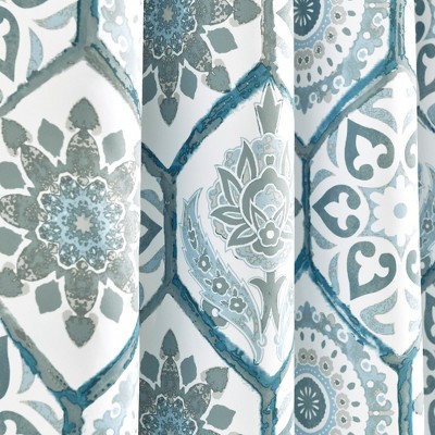 Blue Suzani Pattern Polyester Blackout Window Panels