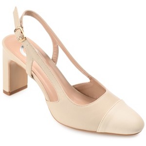 Journee Collection Womens Reignn Sling Back Mid Block Heel Almond Toe Pumps - 1 of 4