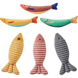 Potaroma 3 Pack Saury Fish and 3 Pcs Soft Linen Crinkle Sound Fish - 1 of 3