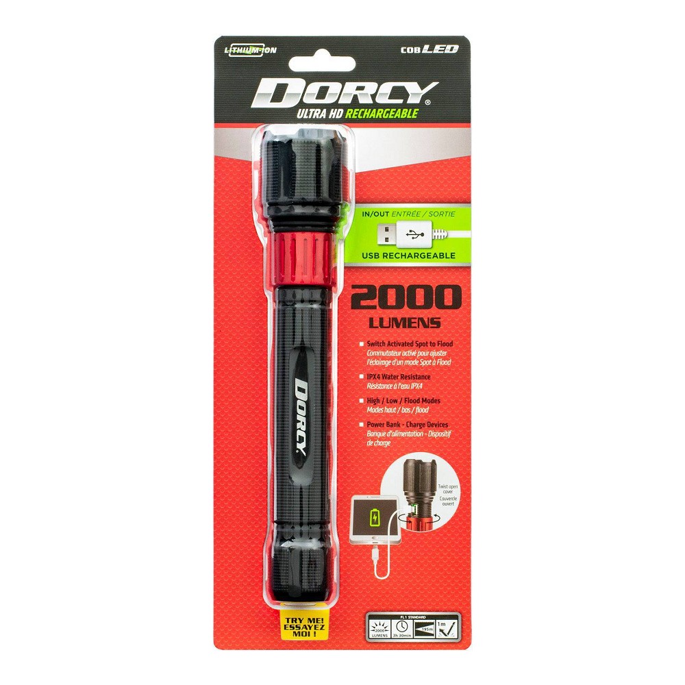 Photos - Flashlight Dorcy 2000 Lumens USB Rechargeable LED  Power Bank: Water-Resistant, Impact-Resistant, 17 Hr Run Time