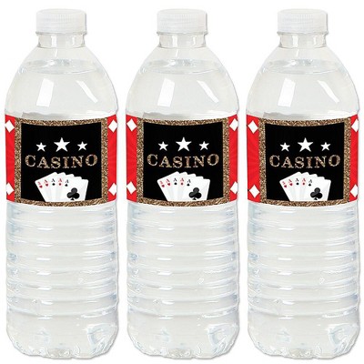 Big Dot of Happiness Las Vegas - Casino Party Water Bottle Sticker Labels - Set of 20