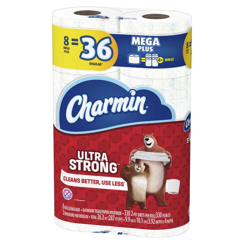 Charmin Ultra Strong Toilet Paper - 8 Mega Plus Rolls, 4 of 11