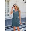 Women's Summer Sleeveless Mini Dress Casual Crewneck Button Tank Dresses Party Short T-Shirt Sundress with Pockets - 2 of 4
