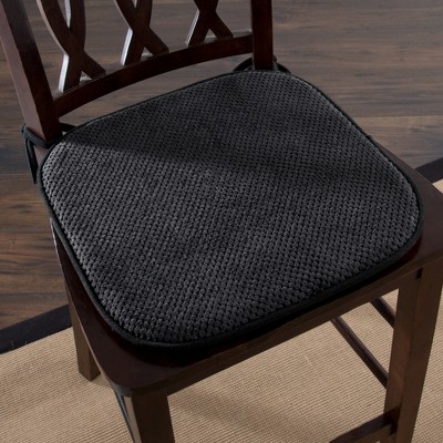 Memory Foam Chair Cushion - Great for Dining, Kitchen, and Desk Chairs -  Machine Washable Pad with Ties and Nonslip Backing by Lavish Home (Navy)