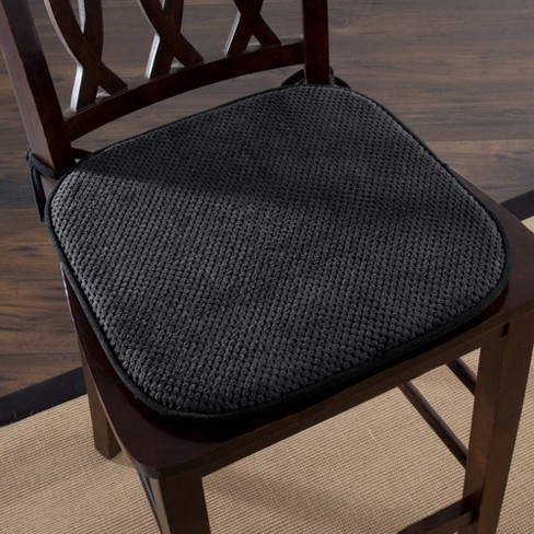 Memory Foam Chair Cushion Machine Washable Pad with Nonslip Back For Dining Room Kitchen Outdoor Patio and Desk Chairs by Lavish Home Charcoal