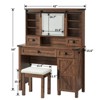 Farmhouse Makeup Vanity Tables with Sliding Lighted HD mirror, Vanity Desk with Glass Tabletop for Bedroom, Stool Included - 3 of 4