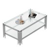 NicBex Coffee Tables for Living Room 19.69" Square Coffee Table with Tempered Glass Top and Steel Frame for Bedroom, Silver - 3 of 4