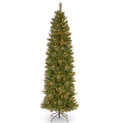 National Tree Company 9ft Tacoma Pine Pencil Slim Tree with Clear Lights