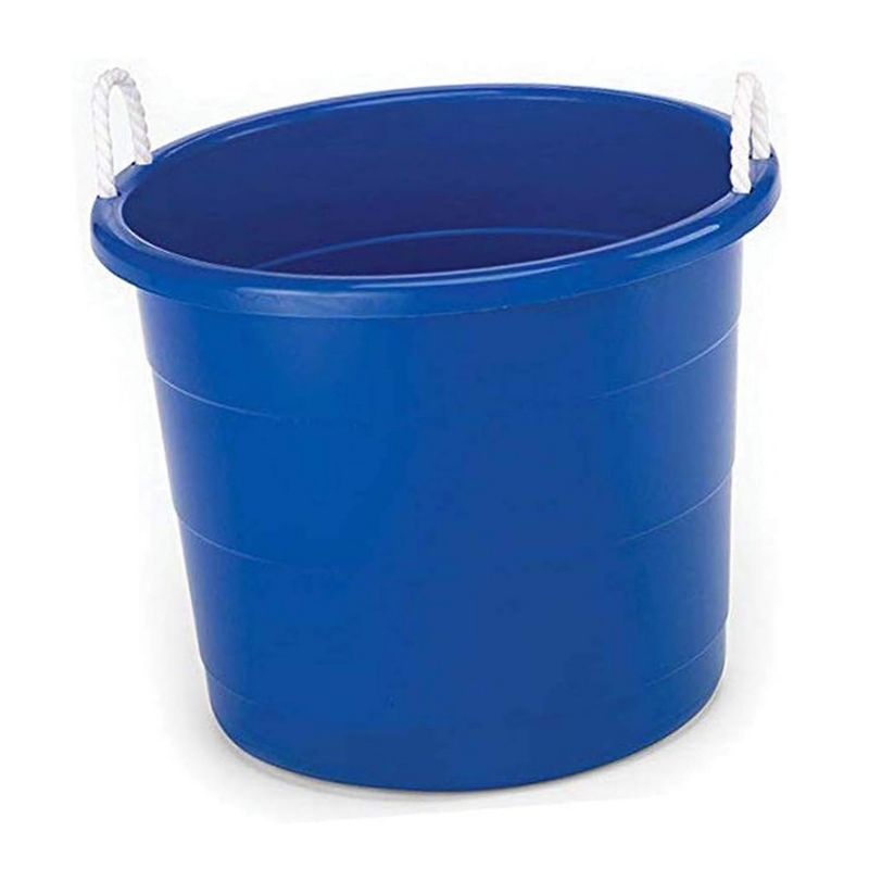 Homz 17-Gallon Plastic Multipurpose Utility Storage Bucket Tub with Strong Rope Handles for Indoor and Outdoor Use, Blue (4 Pack), 3 of 7