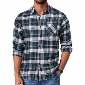 COOFANDY Mens Flannel Shirts Long Sleeve Plaid Button Down Shirt Casual Cotton Shirt with Pocket - 1 of 4