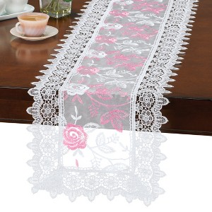 Collections Etc Rose Organza Lace Table Topper - 1 of 2