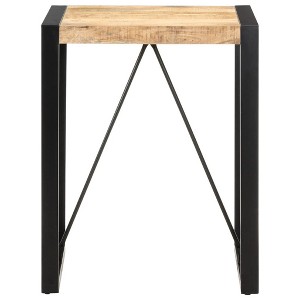vidaXL Solid Rough Mango Wood Dining Table with Black Steel Legs - 23.6" Industrial Square Bistro Table for Kitchen, Dining Room - 1 of 4