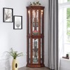 Ridstar 69.75 in. H Corner Curio Cabinet with Adjustable Tempered Glass Shelves For Entryway, Living Room & Bedroom-Brown - 2 of 4