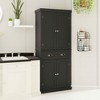 MAYEERTY Black 71" Freestanding Kitchen Pantry, 4 Doors 1 Drawer 2 Adjustable Shelves - 4 of 4